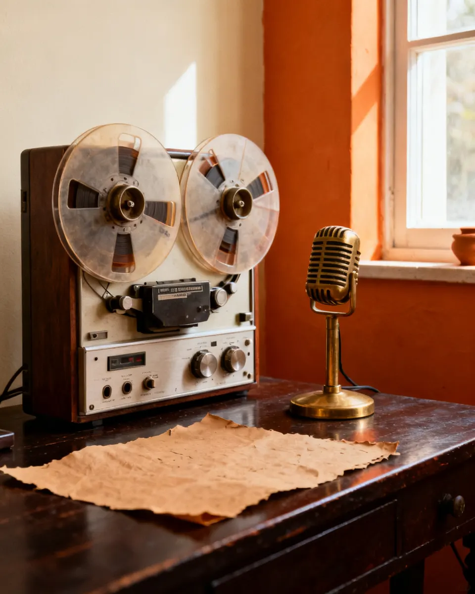 A tape recorder and a microphone